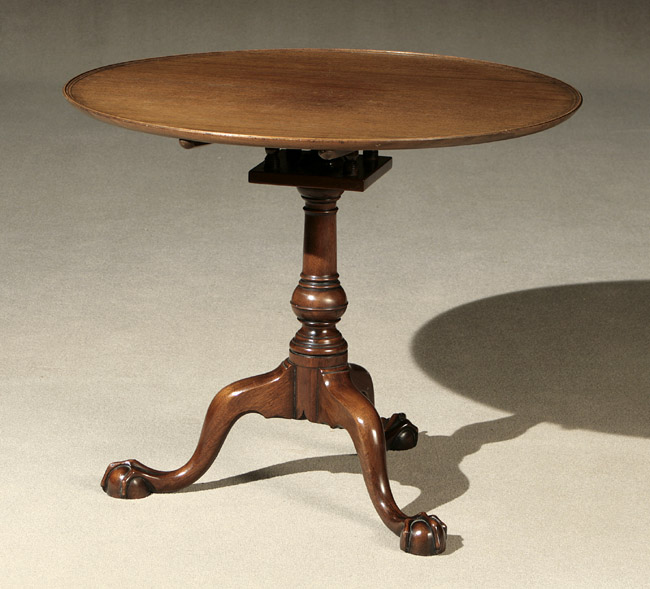 Appraisal: Chippendale Style Mahogany Tilting Dish-Top Birdcage Tripod Tea Table Kittinger