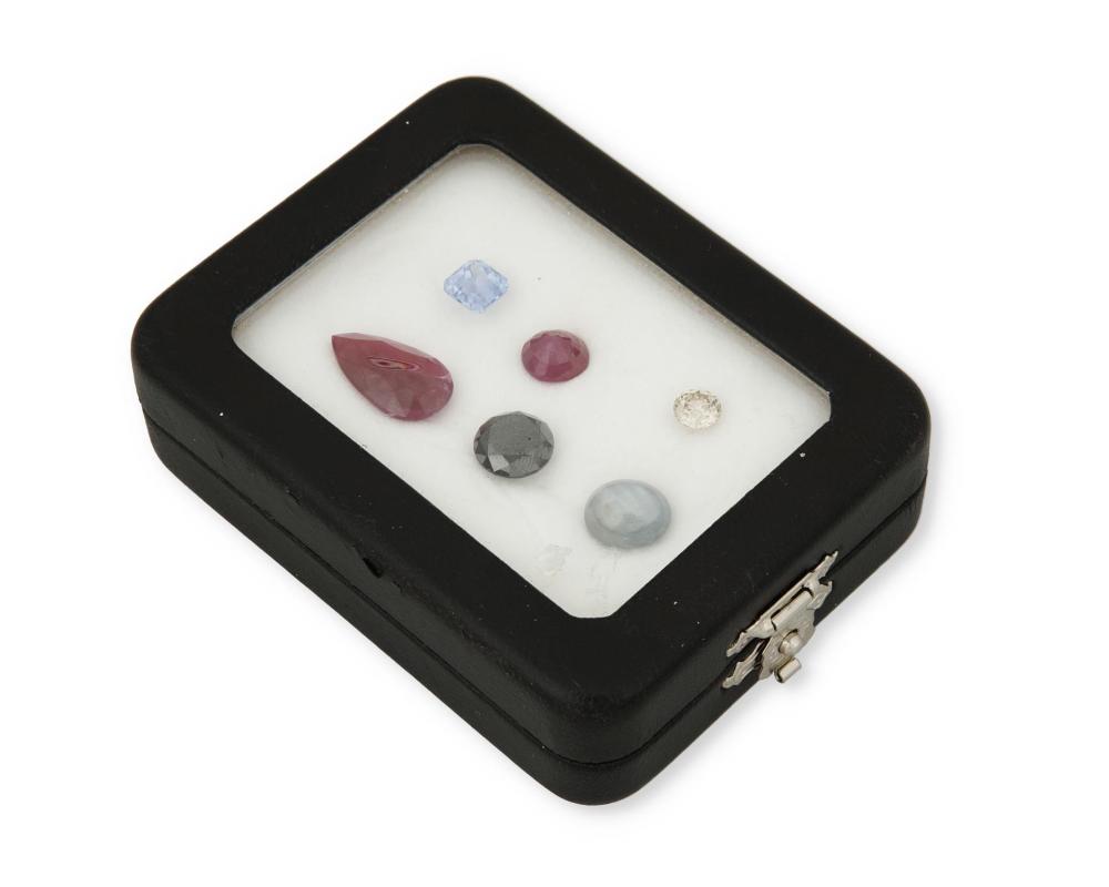 Appraisal: SIX UNMOUNTED GEMSTONESSix unmounted gemstones Including an ct round full-cut