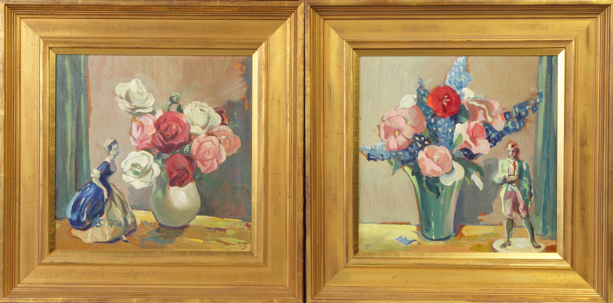 Appraisal: Alexander Oscar Levy American - Pair of floral still life's