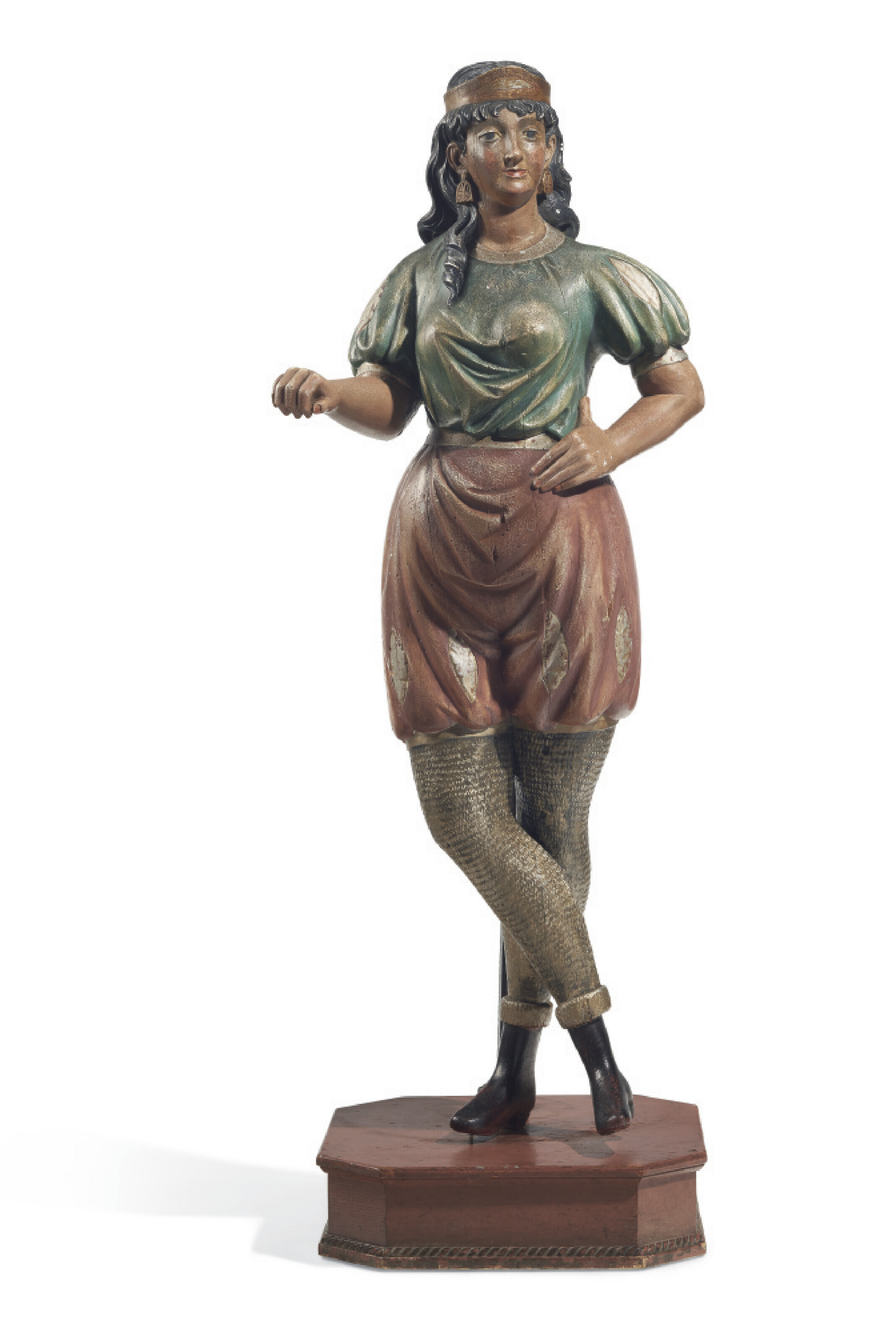 Appraisal: A CARVED AND POLYCHROME PAINT-DECORATED CIGAR STORE FIGURE OF A