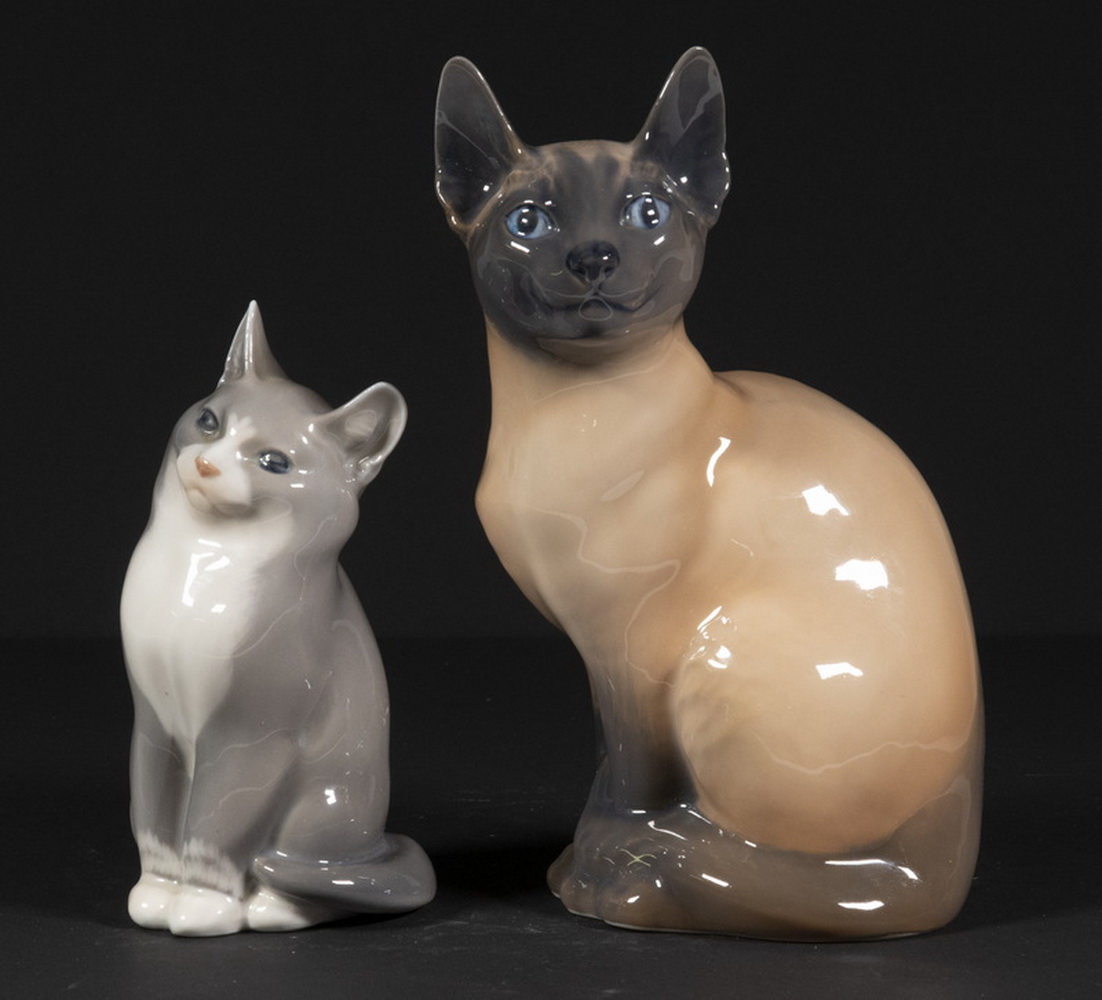 Appraisal: ROYAL COPENHAGEN CAT FIGURINES Lot of Danish Porcelain Figurines of