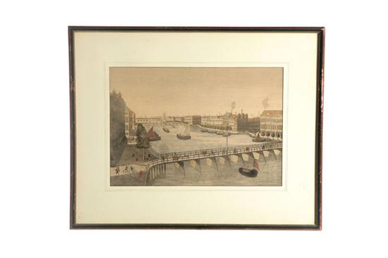 Appraisal: THREE PRINTS OF CITIES European th century handcolored engravings French