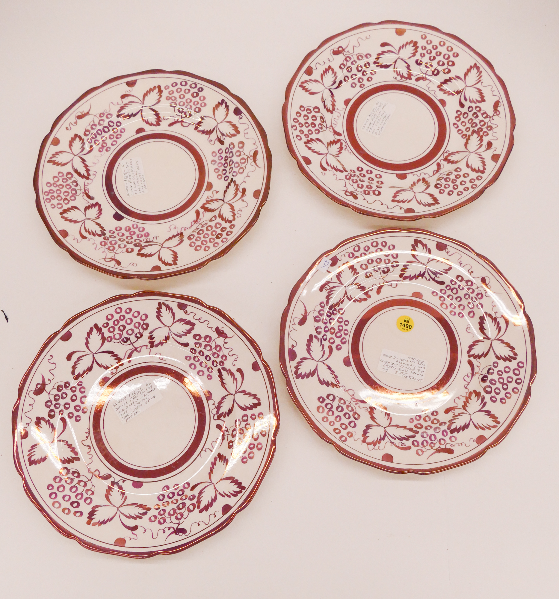 Appraisal: pc Grays Pottery Luster Grape Plates- ''