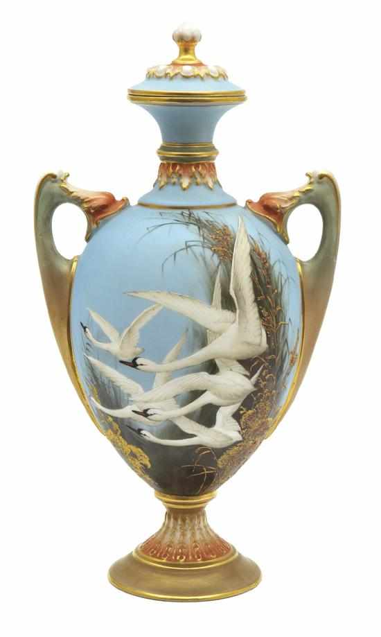 Appraisal: A ROYAL WORCESTER LIDDED VASE SIGNED C HC CHARLES BALDWYN