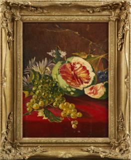 Appraisal: S Reid Still Life of Fruit and Flowers late S