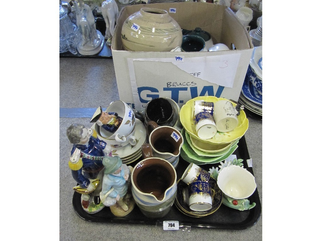 Appraisal: Tray lot comprising Devon pottery Carlton Ware Denby Greenwheat etc