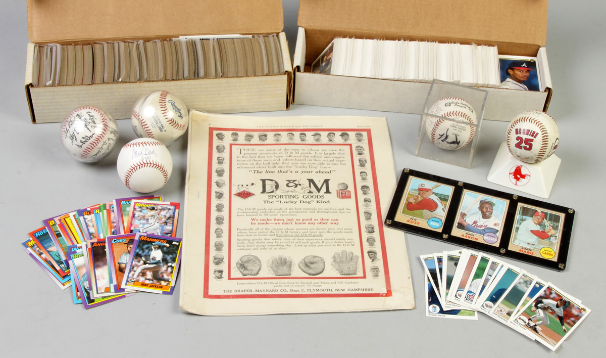 Appraisal: Group of Baseball Cards Autographed Baseballs