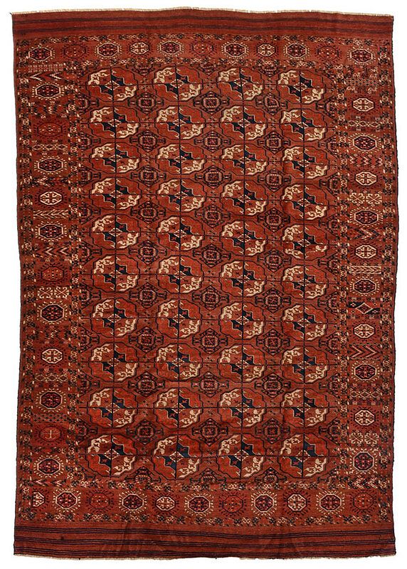 Appraisal: Turkmen Carpet early th century field with four repeating rows