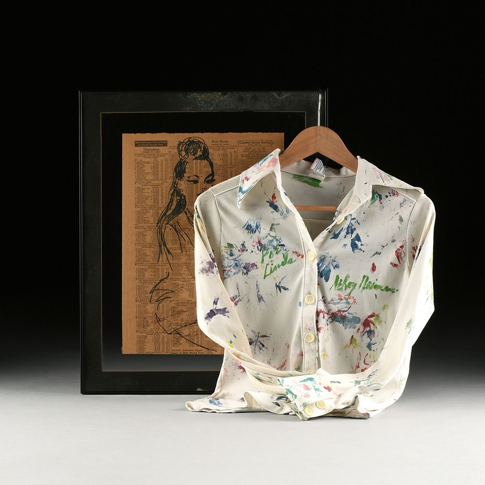 Appraisal: LEROY NEIMAN American - A DRAWING AND STUDIO SHIRT WORN