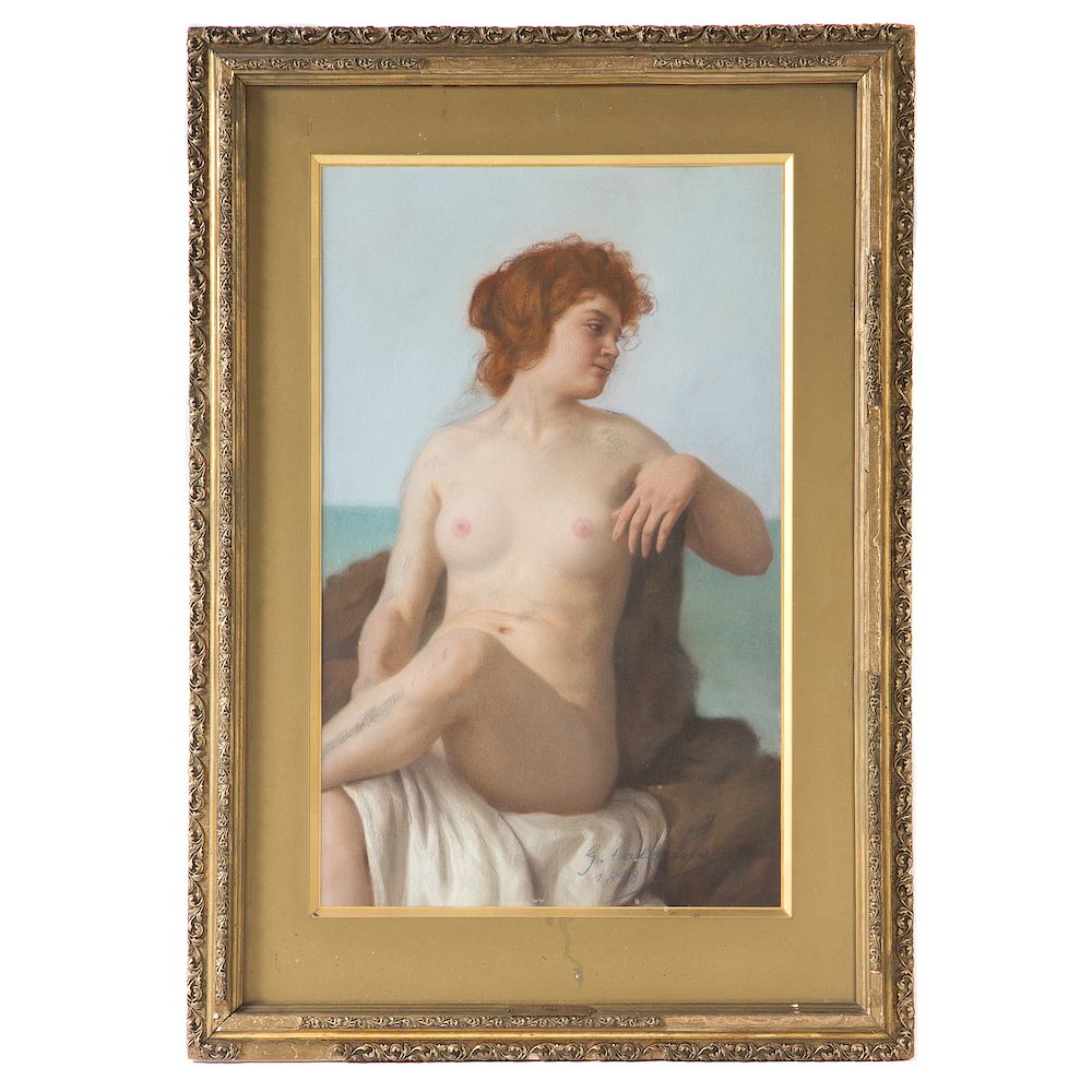 Appraisal: Giovanni Caldana Nude Female by the Sea Italian - Pastel