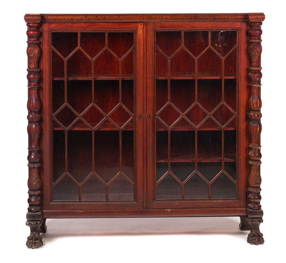 Appraisal: Acanthus Carved Empire Bookcase Acanthus Carved Empire Bookcase