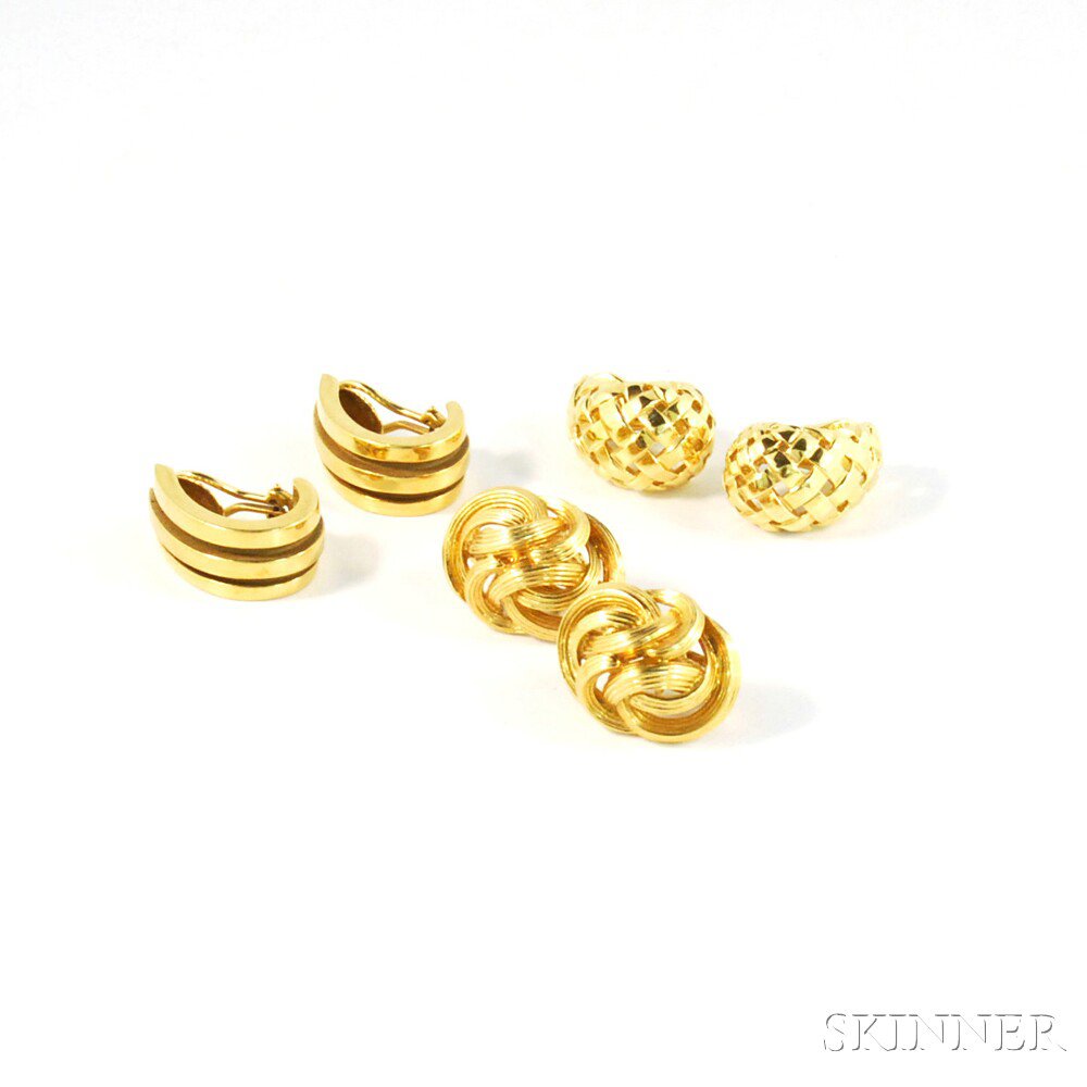 Appraisal: Three Pairs of kt Gold Tiffany Co Earclips two pairs