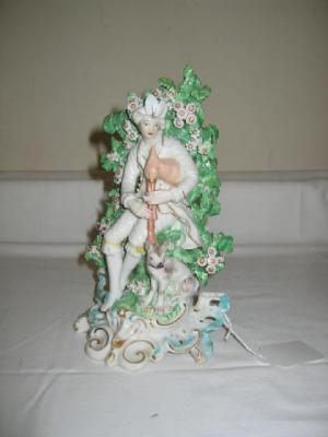 Appraisal: A DERBY PORCELAIN BOCAGE FIGURE of a seated bagpipe player