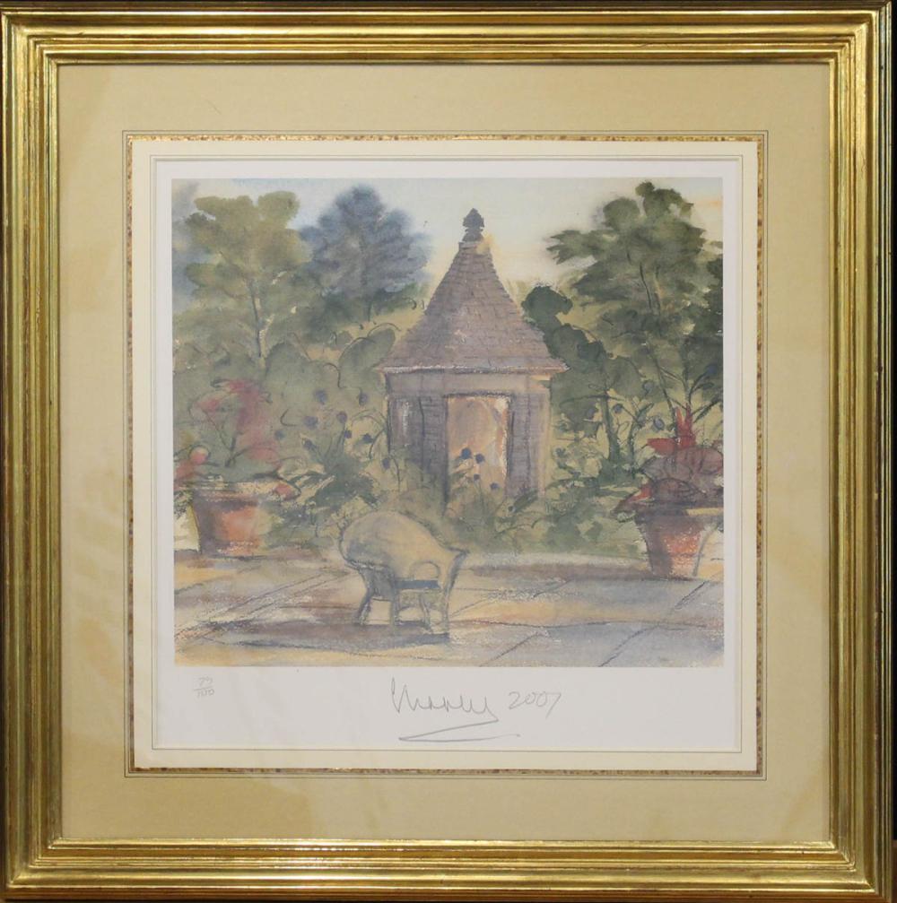 Appraisal: CHARLES PRINCE OF WALES lithograph The Terrace Highgrove House Signed