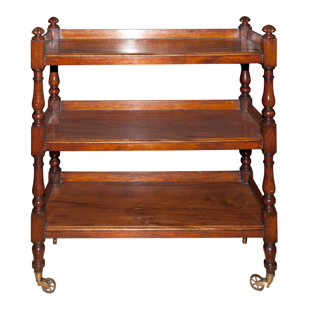 Appraisal: Victorian Mahogany Three-Tier Etagere Mid th century Each three-quarter galleried