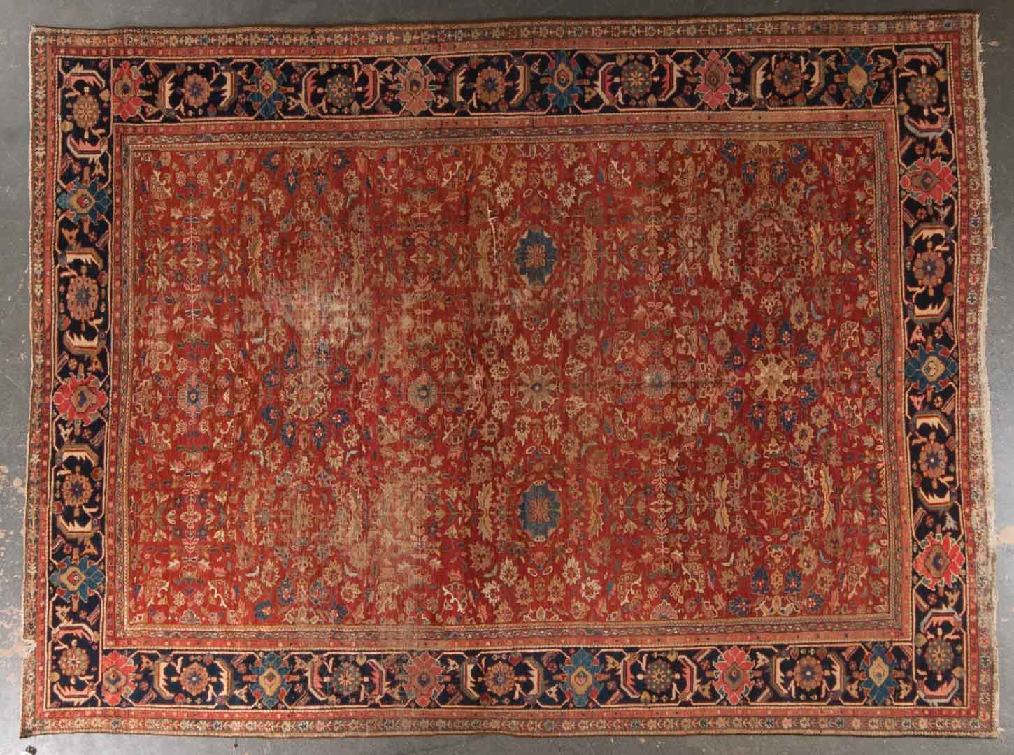 Appraisal: Antique Mahal carpet approx x Persia circa Condition Worn