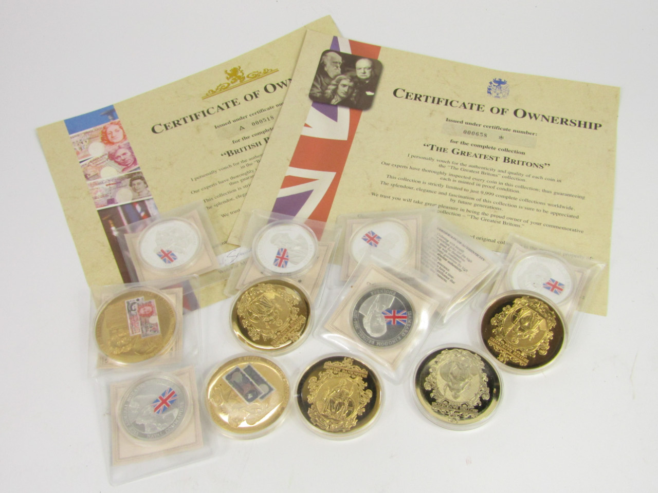 Appraisal: A set of six Windsor Mint commemorative coins The Greatest