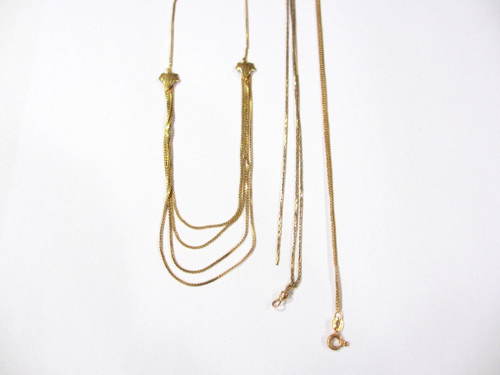 Appraisal: A fine ct gold triple strand necklace and two ct