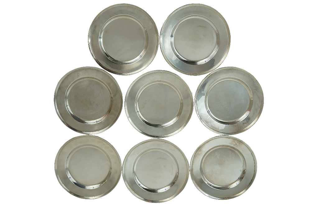 Appraisal: Sterling Silver Eight Round CocktailBread Plate Sterling Silver Set of