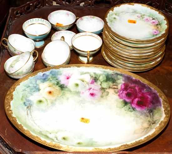 Appraisal: assorted floral painted Limoges porcelain pieces and assorted teacups Estimate