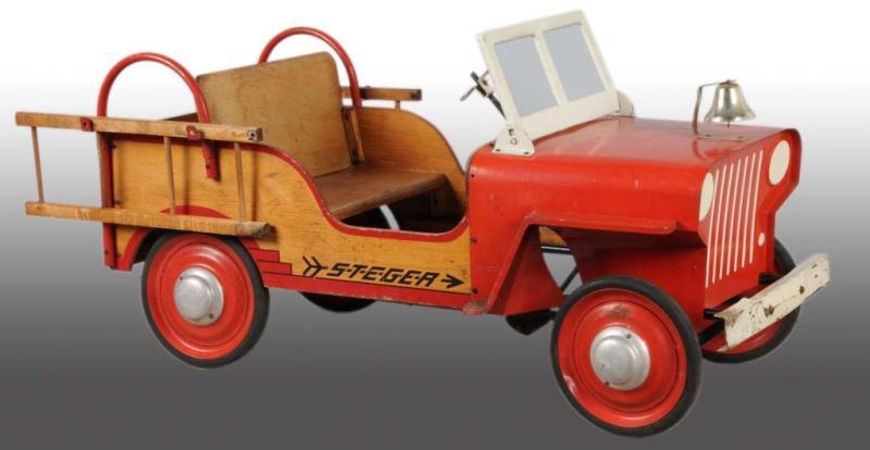 Appraisal: Pressed Steel Fire Patrol Jeep Pedal Car Description Original wooden