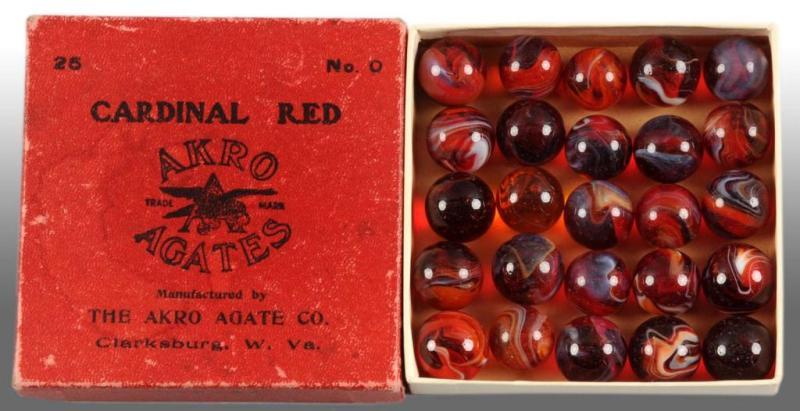 Appraisal: Akro Agate Cardinal Red No Marbles Box Description Includes original