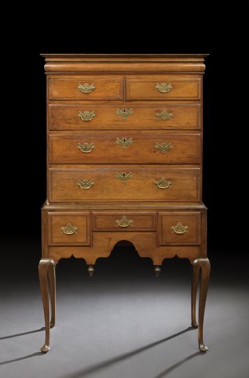 Appraisal: American Colonial Line-Strung Mahogany High Chest third quarter th century