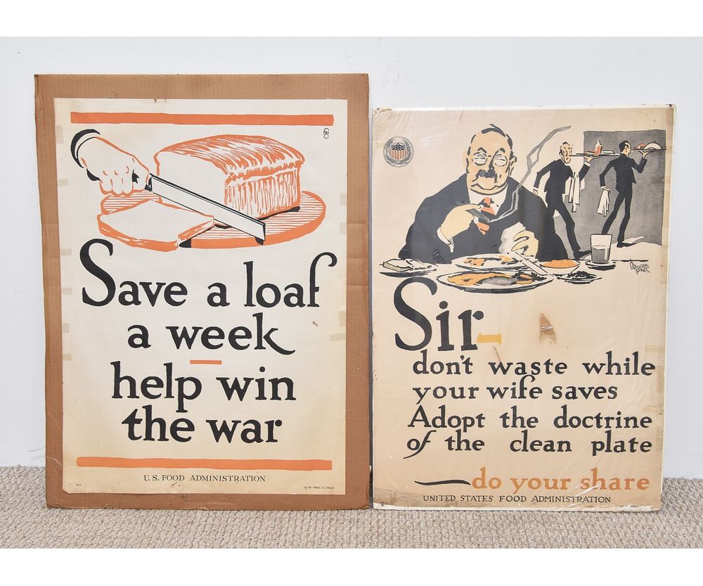 Appraisal: Posters - World War I Two WWI United States Food