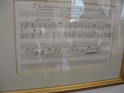 Appraisal: ANTONIN DVORAK A copy of a signed manuscript musical quotation