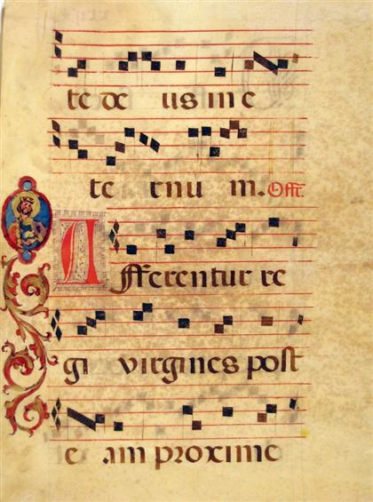 Appraisal: piece Manuscript Choir Book Leaf on Parchment European ca th