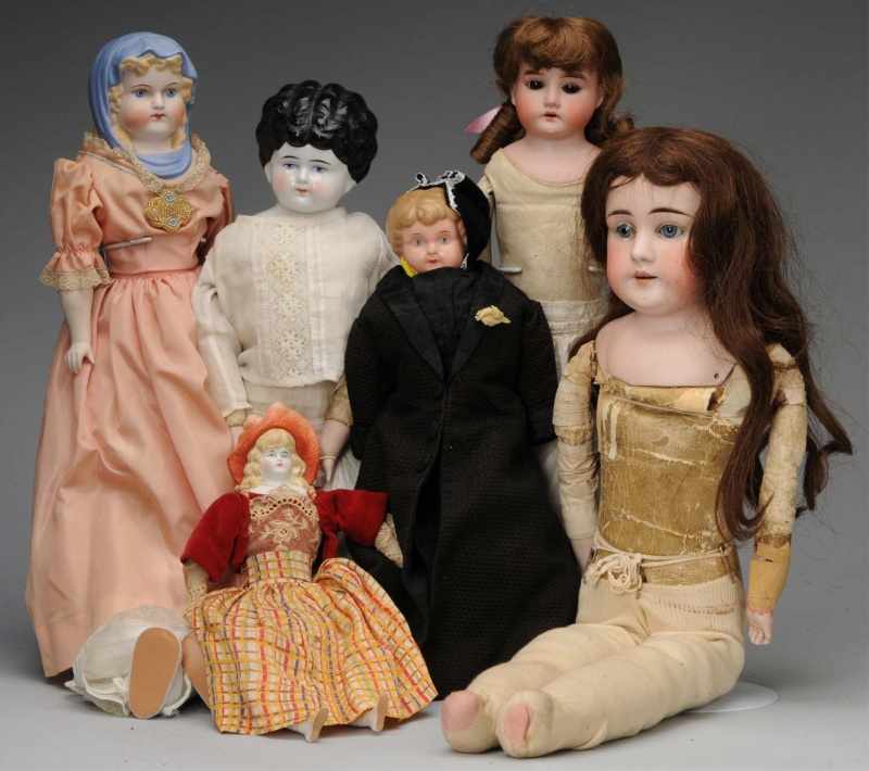 Appraisal: Lot of Bisque and China Dolls Description Emma Clear Scarf