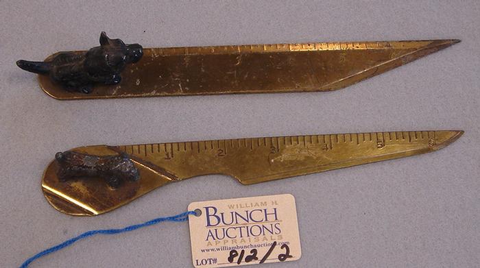 Appraisal: Lot of vintage brass Scottie dog ruler letter openers longest