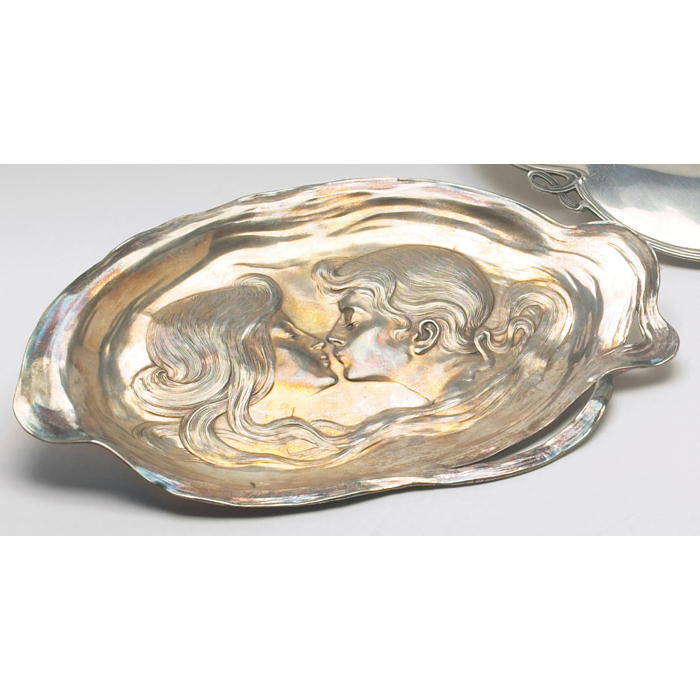 Appraisal: WMF tray oval form in silver plate with Art Nouveau