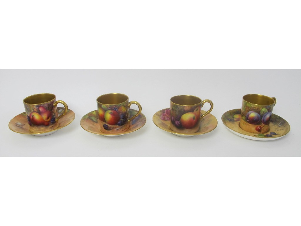 Appraisal: Four Royal Worcester cabinet coffee cans and saucers each piece