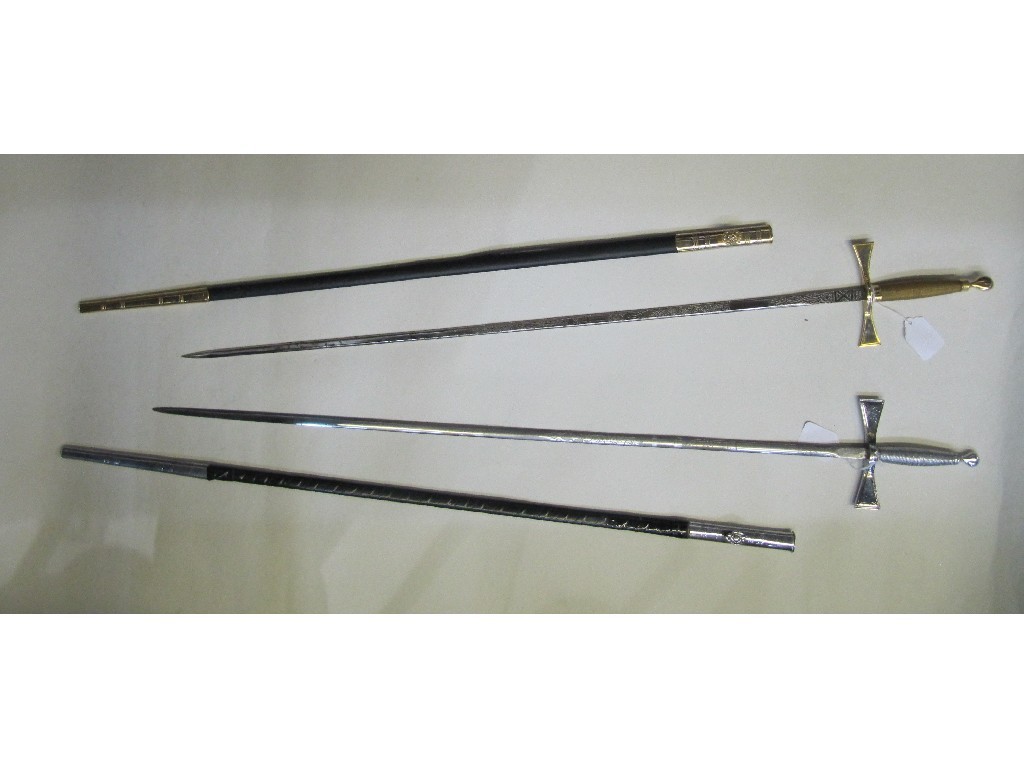 Appraisal: Lot comprising two Masonic swords