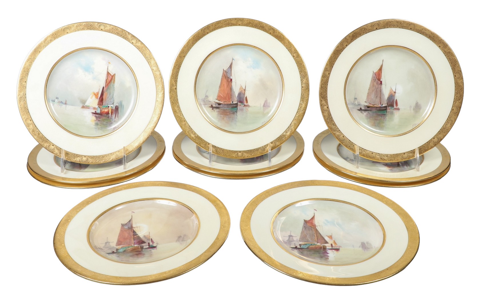 Appraisal: Hand painted Mintons luncheon plates retailed by Davis Collamore Co