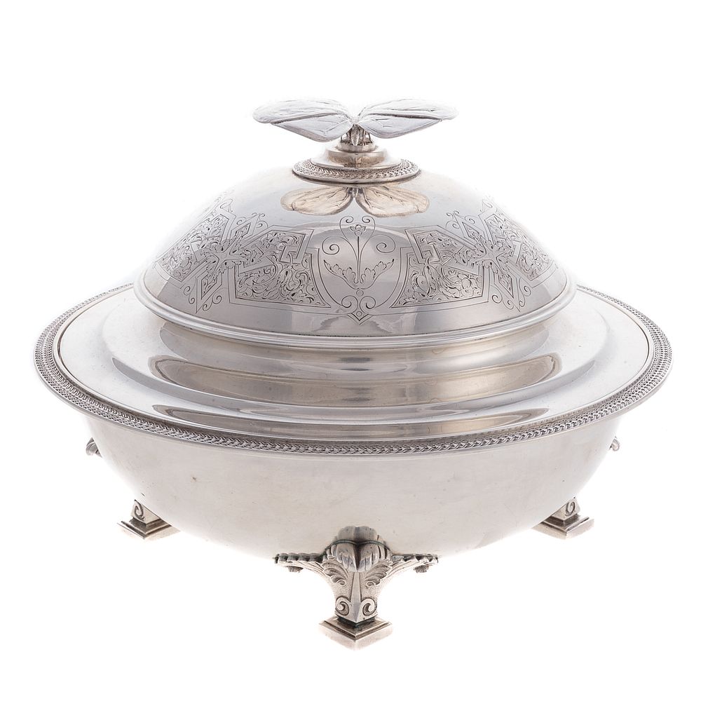 Appraisal: Early Tiffany Co Sterling Covered Dish c - pattern circular