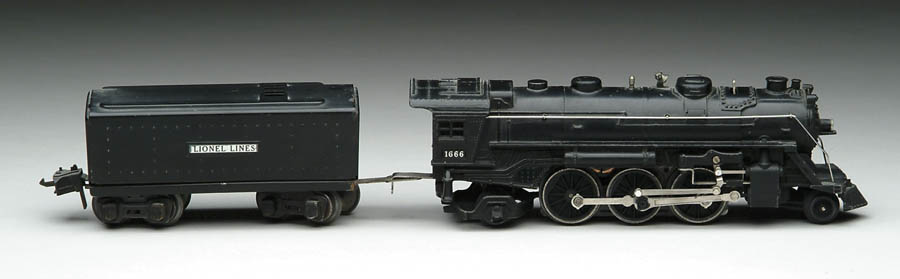 Appraisal: LIONEL O GAUGE LOCOMOTIVE AND MATCHING WHISTLE TENDER Locomotive Hard