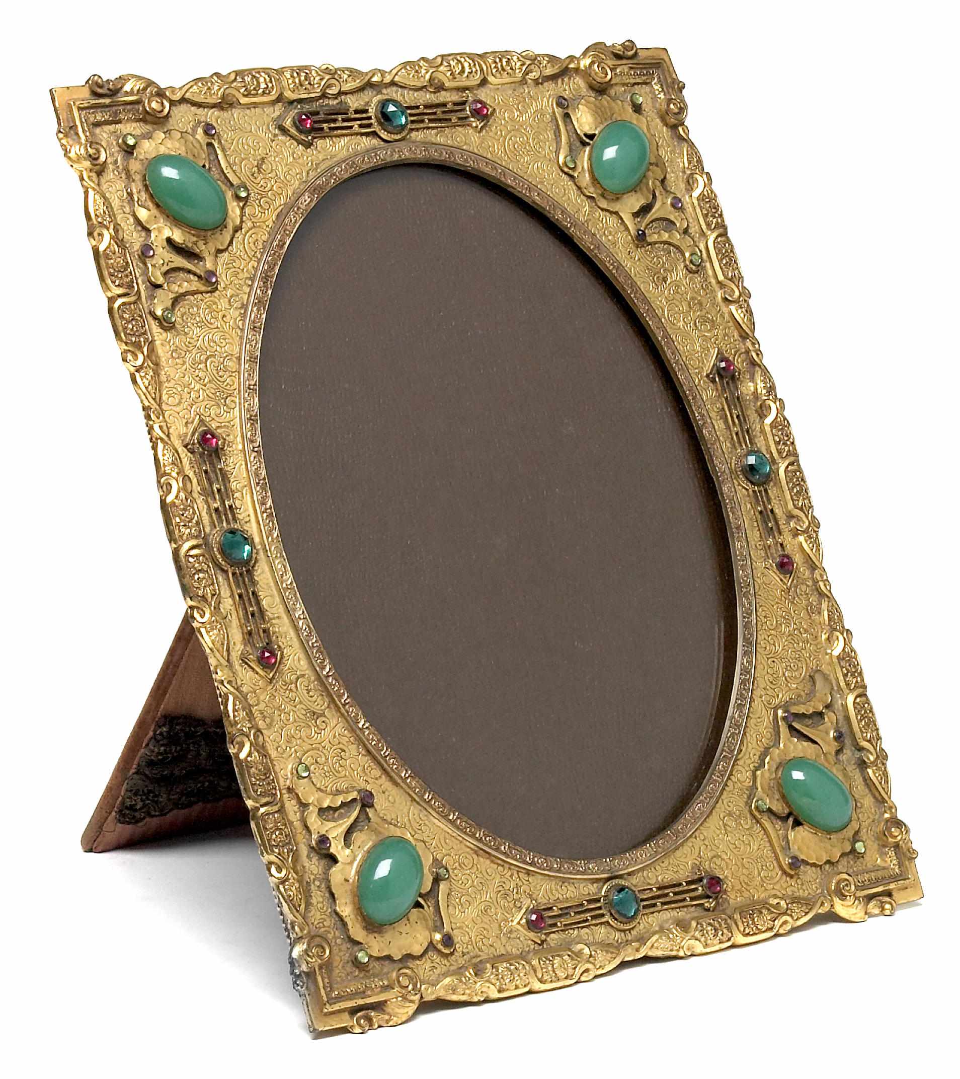 Appraisal: An American gilt metal and polished hardstone frame early th