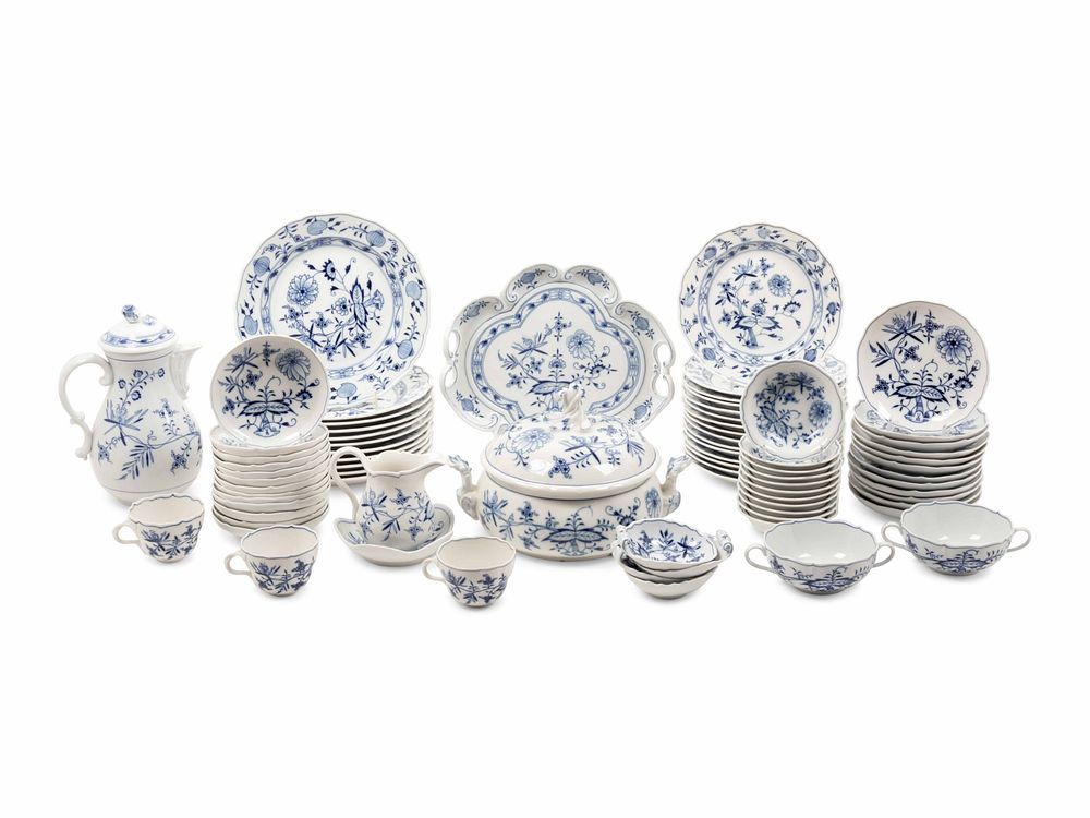 Appraisal: A Meissen Blue Onion Porcelain Dinner Service A Meissen Blue