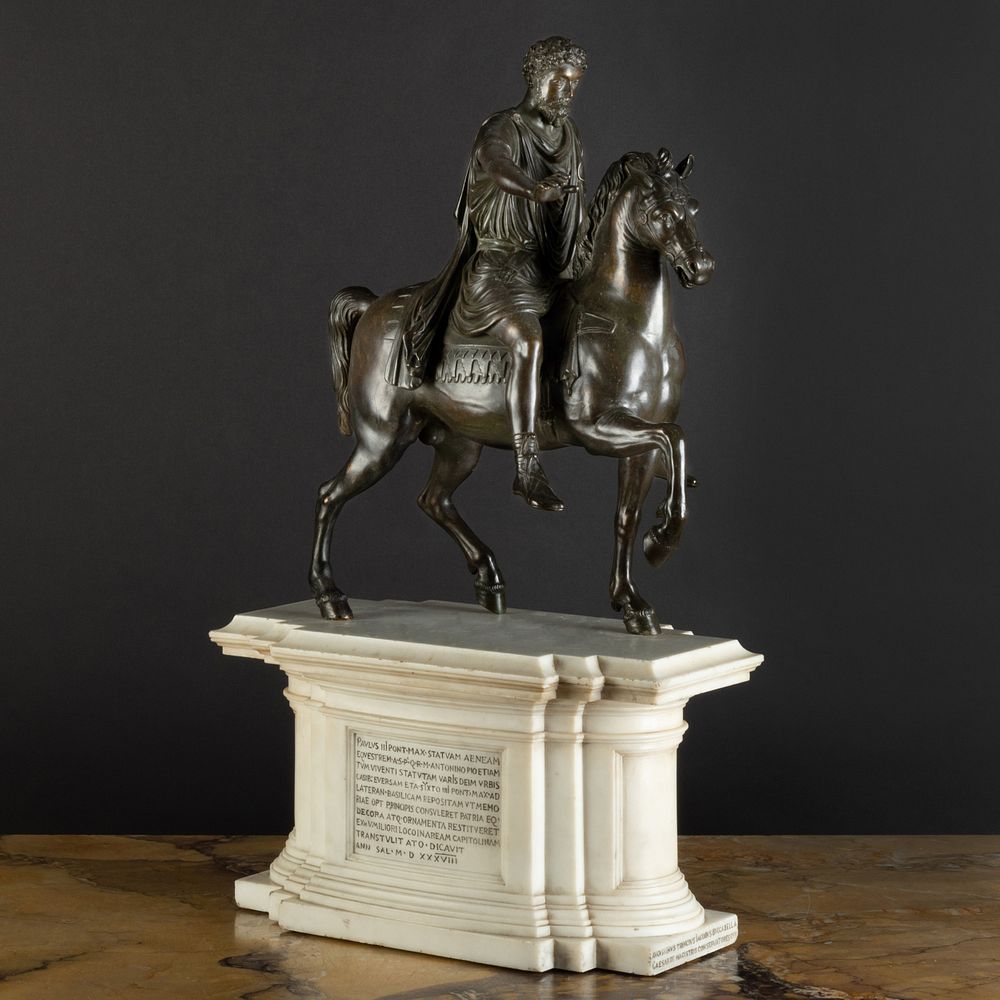 Appraisal: Italian Bronze Model of Marcus Aurelius on Horseback on an