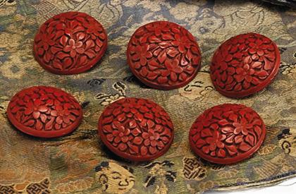 Appraisal: Six Chinese cinnabar lacquered buttons late qing dynasty Of rounded