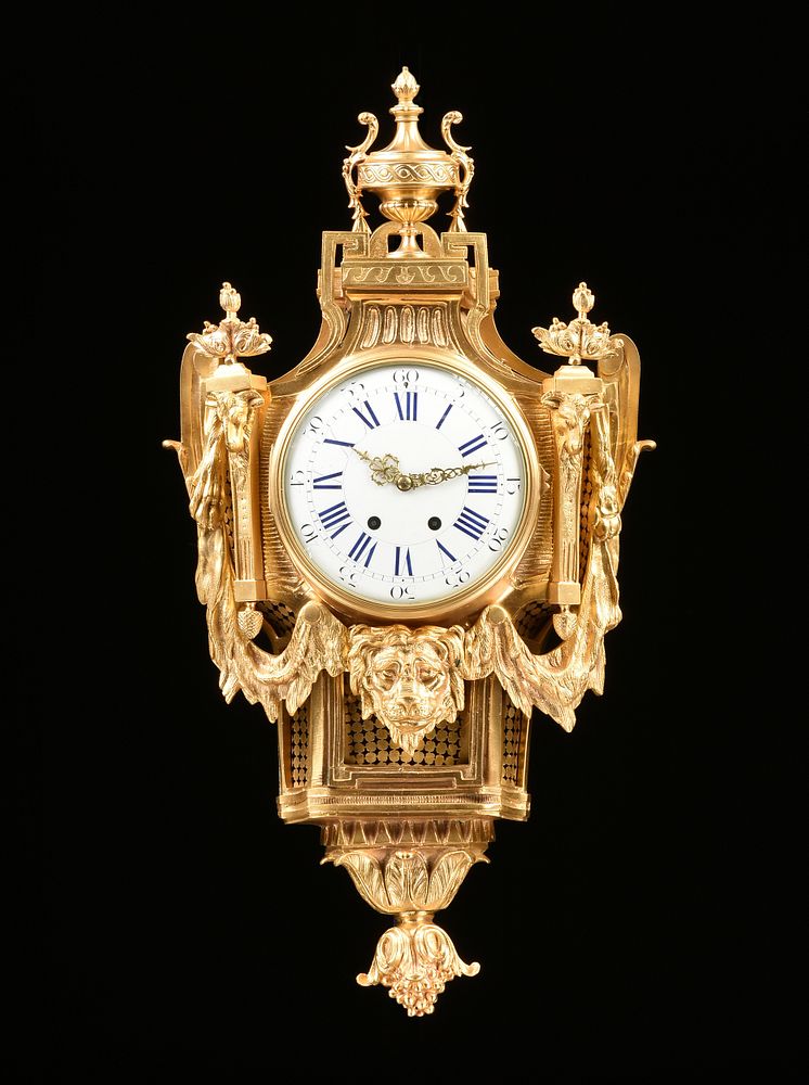 Appraisal: A LOUIS XVI STYLE GILT BRONZE CARTEL CLOCK MODERN A