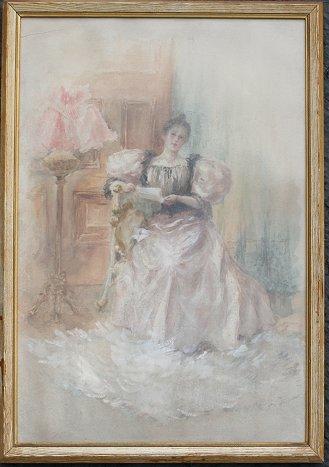 Appraisal: VICTORIAN WATERCOLOR ''THE LETTER'' '' x '' framed '' x