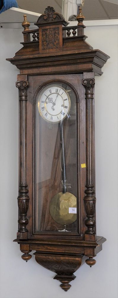 Appraisal: Regulator Clock having walnut case enameled dial and brass works