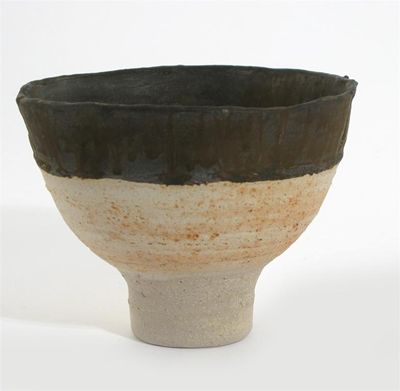 Appraisal: Robin Welch born A stoneware flaring bowl pedestal form oatmeal