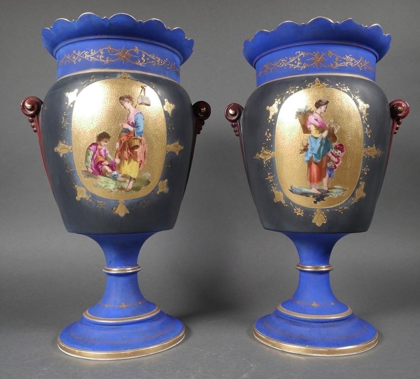 Appraisal: Two antique urns each about - high Impressed mark HAS