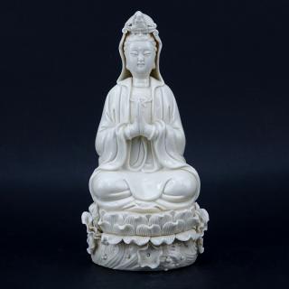 Appraisal: Chinese Porcelain Seated Kwan Yin Figurine Stamp marks verso Needs