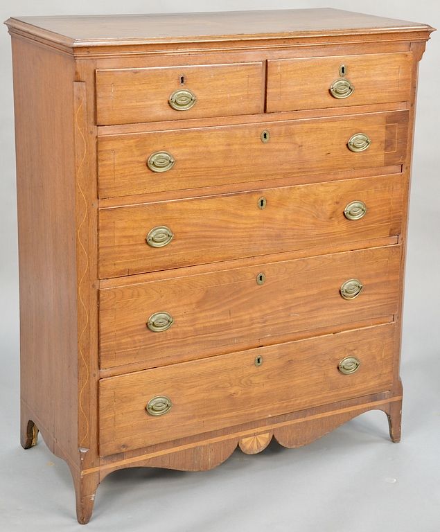 Appraisal: Virginia Federal mahogany tall chest two over four drawer flanked