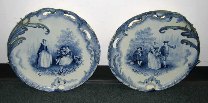 Appraisal: VILLEROY BOCH METTLACH GERMANY Pair of Delft style blue and